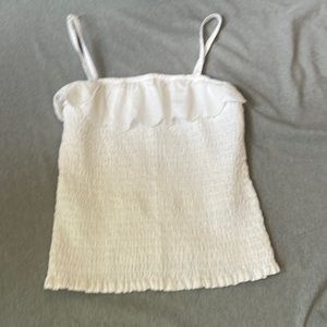 smocked white spaghetti strap top